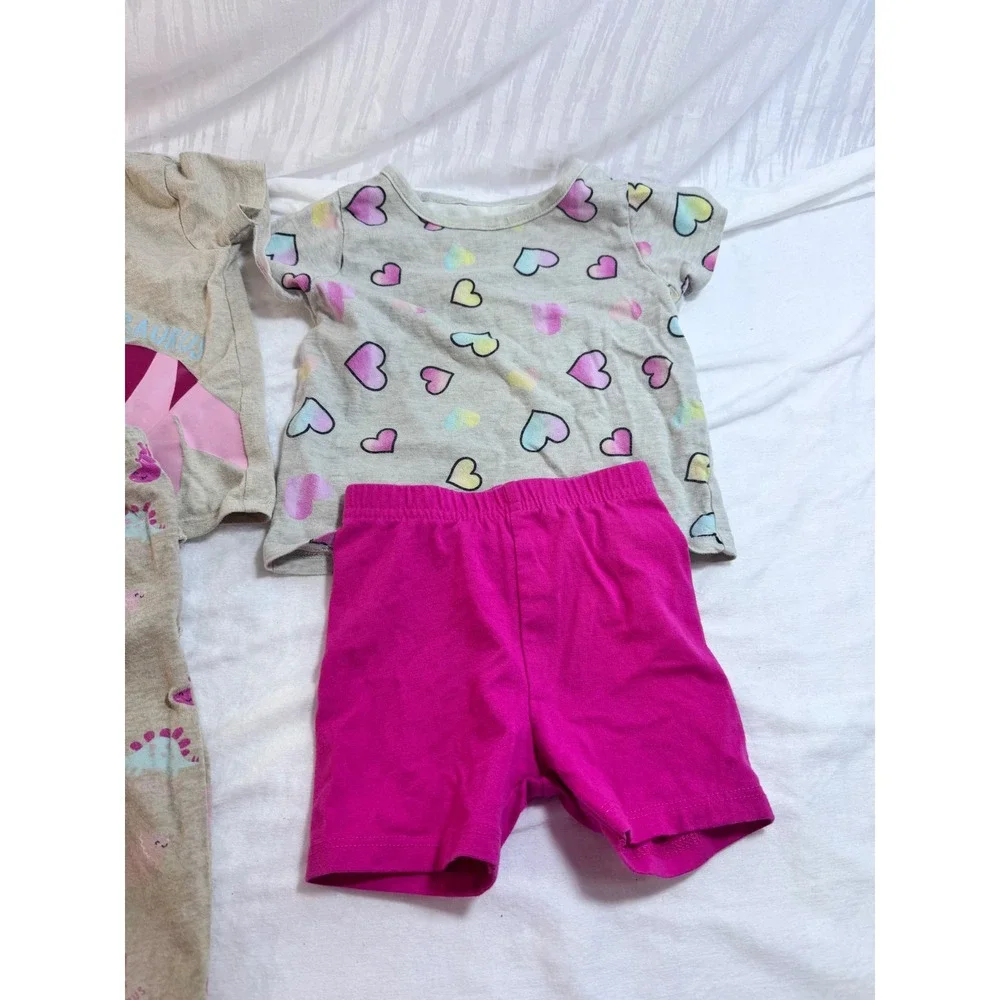 Garanimals Baby Girls 12M‎ 4pc Outfit Set Dinosaur Hearts Gray Pink Mix Match
